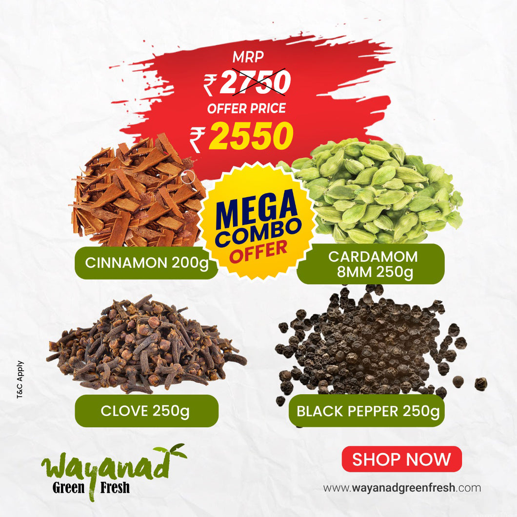 4 Items Combo Offer [Cardamom | Clove | Black Pepper | Cinnamon] - [इलायची | लौंग | काली मिर्च | दालचीनी]
